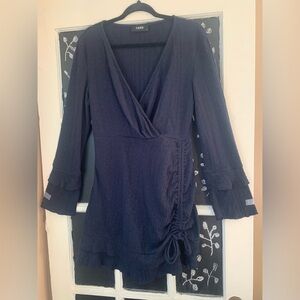 Knotted blue cider v-neck dress size L